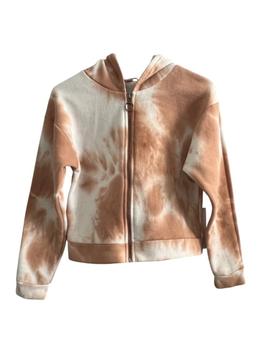Peach Orange Tie-Dye Boho Full Zip Hoodie Festival Jacket Women's S Moral Fiber